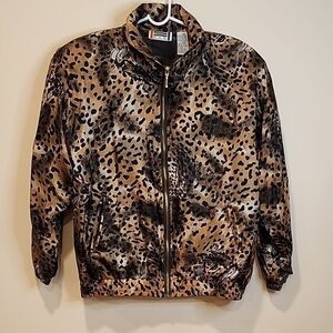 EVR Leopard Print Silk Bomber Jacket